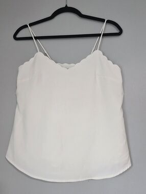 J. Crew White Scallop-Edge Spaghetti Strap Camisole